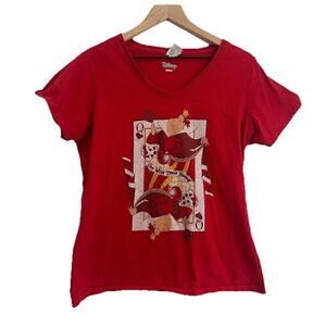 Disney Top Alice In Wonderland Queen Of Hearts Large Women’s V-neck